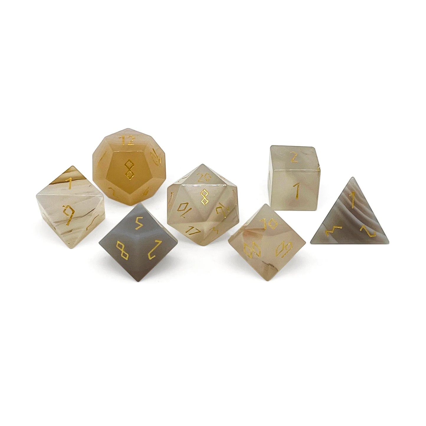 Grey Agate - 7 Piece RPG Set Gemstone Dice